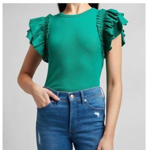 Express Ruffle Sleeve Ribbed Tee